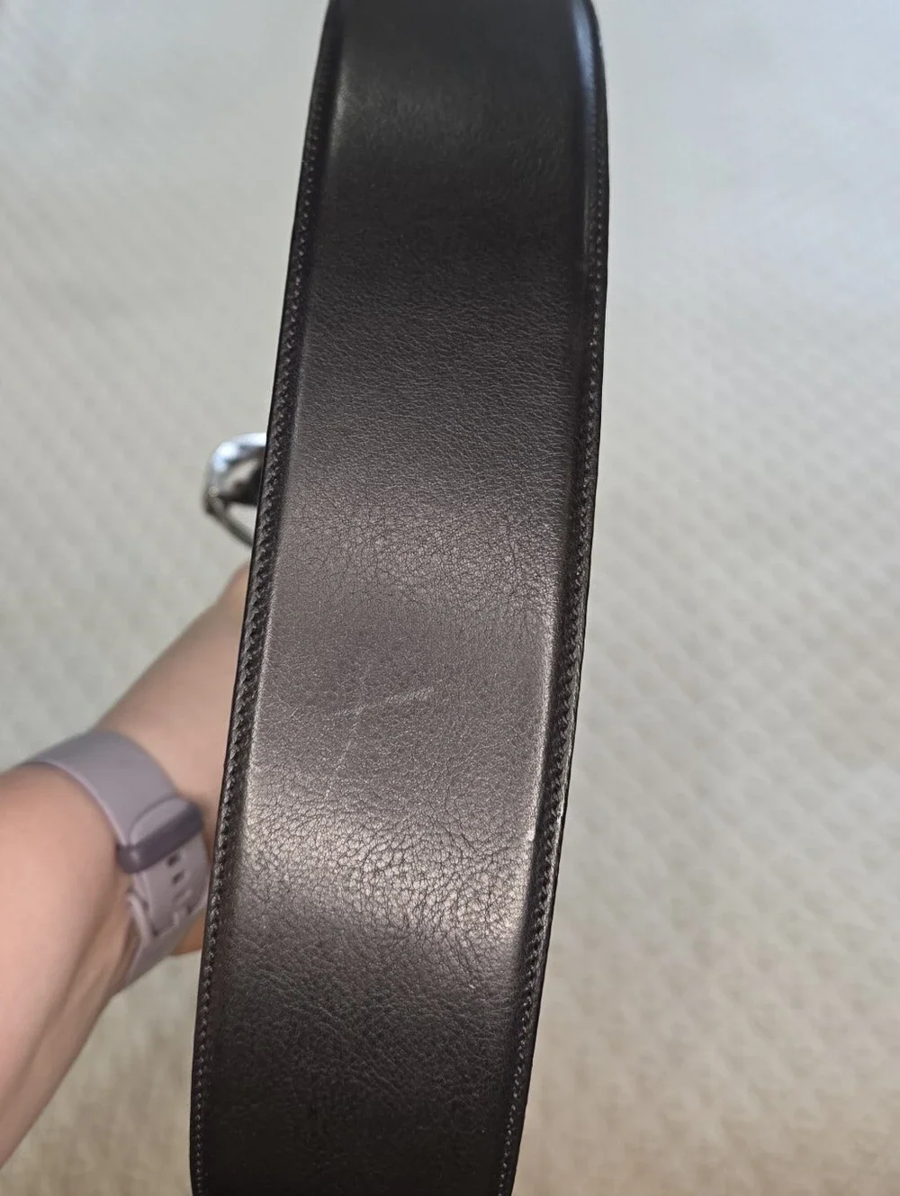 J. Peterman Company Wide Black Leather Belt Women's Large Chunky Buckle